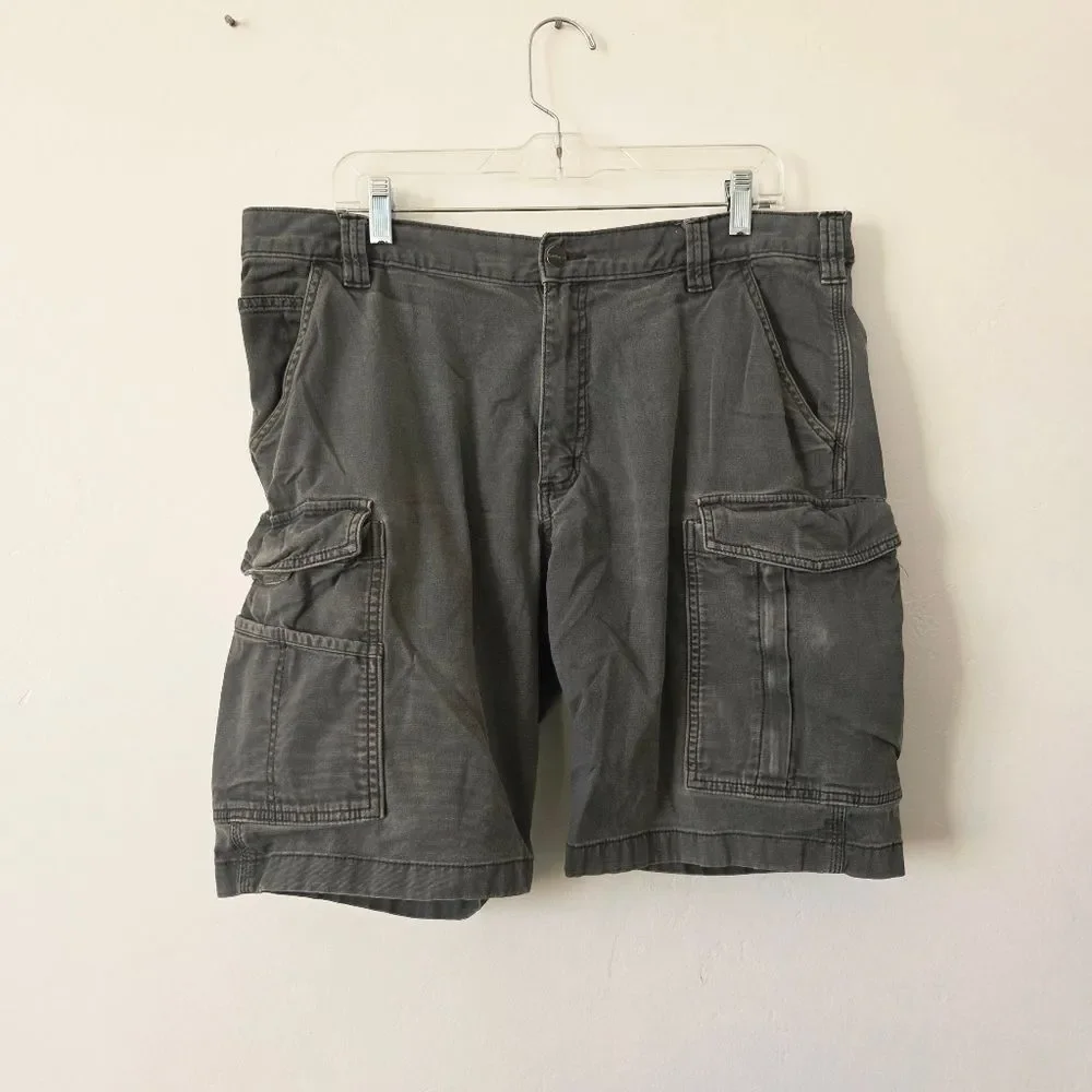 Carhartt Cargo Shorts Gray Canvas Relaxed Gorpcore Utility Grunge Workwear 38